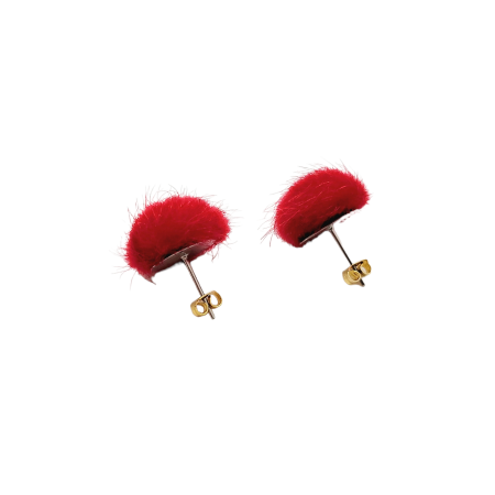 EARRINGS WITH HAIRY FABRIC RED1